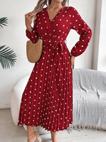 Maxi Jurk met V-hals en Polka Dots - Maxi Dresses - Jurkjes.co