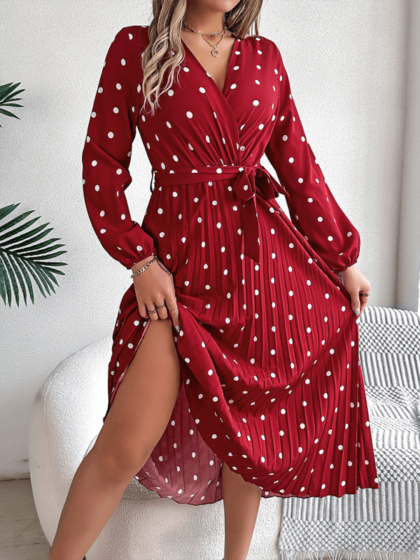 Maxi Jurk met V-hals en Polka Dots - Maxi Dresses - Jurkjes.co
