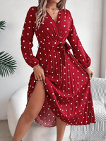 Maxi Jurk met V-hals en Polka Dots - Maxi Dresses - Jurkjes.co