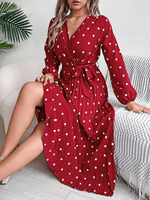 Maxi Jurk met V-hals en Polka Dots - Maxi Dresses - Jurkjes.co