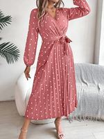 Maxi Jurk met V-hals en Polka Dots - Maxi Dresses - Jurkjes.co