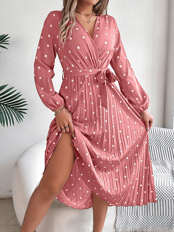 Maxi Jurk met V-hals en Polka Dots - Maxi Dresses - Jurkjes.co