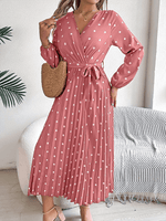 Maxi Jurk met V-hals en Polka Dots - Maxi Dresses - Jurkjes.co