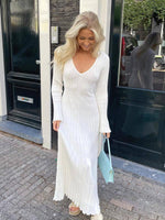 Maxi Jurk met V-hals en Ribbelstructuur - Maxi Dresses - Jurkjes.co