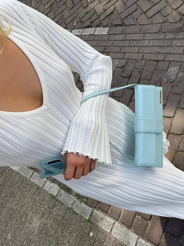 Maxi Jurk met V-hals en Ribbelstructuur - Maxi Dresses - Jurkjes.co