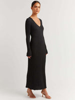 Maxi Jurk met V-hals en Ribbelstructuur - Maxi Dresses - Jurkjes.co