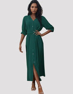 Maxi Jurk met V-hals en Riem - Group12 - Jurkjes.co