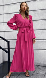 Maxi Jurk met V-hals en Rimpelrok - Maxi Dresses - Jurkjes.co