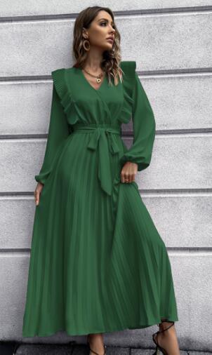 Maxi Jurk met V-hals en Rimpelrok - Maxi Dresses - Jurkjes.co