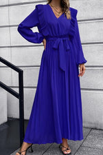 Maxi Jurk met V-hals en Rimpelrok - Maxi Dresses - Jurkjes.co