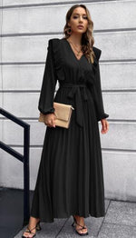 Maxi Jurk met V-hals en Rimpelrok - Maxi Dresses - Jurkjes.co