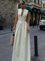 Maxi Jurk met V-hals en Ritssluiting - Maxi Dresses - Jurkjes.co