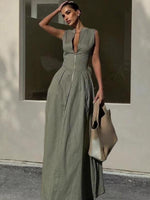 Maxi Jurk met V-hals en Ritssluiting - Maxi Dresses - Jurkjes.co
