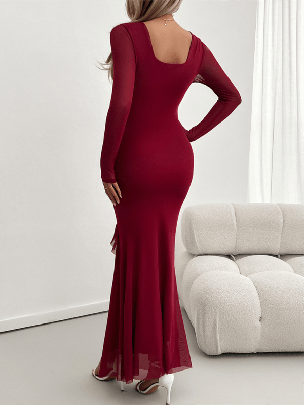 Maxi Jurk met V-hals en Ruches - Maxi Dresses - Jurkjes.co