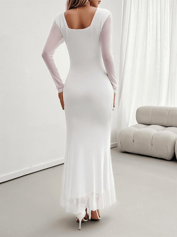 Maxi Jurk met V-hals en Ruches - Maxi Dresses - Jurkjes.co