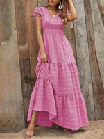 Maxi Jurk met V-hals en Stijlvol Design - Maxi Dresses - Jurkjes.co