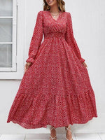 Maxi Jurk met V-hals en Stippenprint - Maxi Dresses - Jurkjes.co