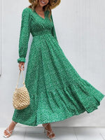 Maxi Jurk met V-hals en Stippenprint - Maxi Dresses - Jurkjes.co