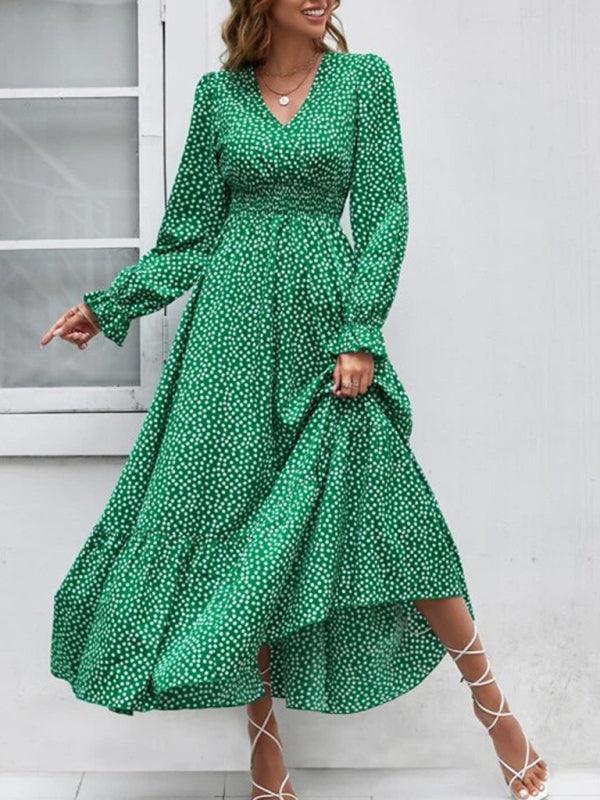 Maxi Jurk met V-hals en Stippenprint - Maxi Dresses - Jurkjes.co