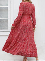 Maxi Jurk met V-hals en Stippenprint - Maxi Dresses - Jurkjes.co