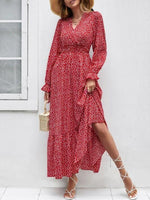 Maxi Jurk met V-hals en Stippenprint - Maxi Dresses - Jurkjes.co