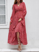 Maxi Jurk met V-hals en Stippenprint - Maxi Dresses - Jurkjes.co