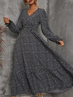Maxi Jurk met V-hals en Stippenprint - Maxi Dresses - Jurkjes.co