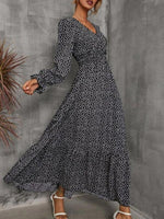Maxi Jurk met V-hals en Stippenprint - Maxi Dresses - Jurkjes.co