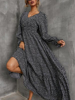 Maxi Jurk met V-hals en Stippenprint - Maxi Dresses - Jurkjes.co