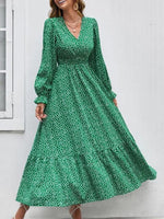 Maxi Jurk met V-hals en Stippenprint - Maxi Dresses - Jurkjes.co