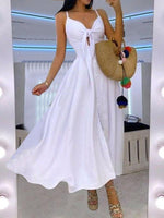 Maxi Jurk met V-hals en Strikdetail - Maxi Dresses - Jurkjes.co