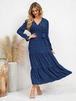 Maxi Jurk met V-hals en Textuurpatroon - Maxi Dresses - Jurkjes.co