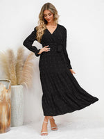 Maxi Jurk met V-hals en Textuurpatroon - Maxi Dresses - Jurkjes.co