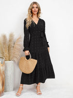 Maxi Jurk met V-hals en Textuurpatroon - Maxi Dresses - Jurkjes.co