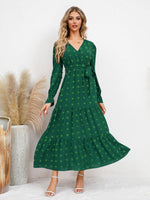 Maxi Jurk met V-hals en Textuurpatroon - Maxi Dresses - Jurkjes.co
