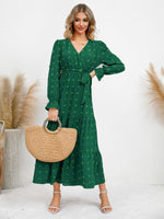 Maxi Jurk met V-hals en Textuurpatroon - Maxi Dresses - Jurkjes.co