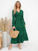 Maxi Jurk met V-hals en Textuurpatroon - Maxi Dresses - Jurkjes.co