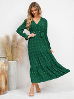 Maxi Jurk met V-hals en Textuurpatroon - Maxi Dresses - Jurkjes.co