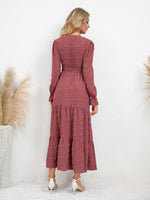 Maxi Jurk met V-hals en Textuurpatroon - Maxi Dresses - Jurkjes.co