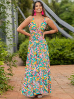 Maxi Jurk met V-hals en Tropenprint - Maxi Dresses - Jurkjes.co