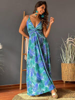 Maxi Jurk met V-hals en Tropenprint - Maxi Dresses - Jurkjes.co