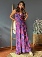 Maxi Jurk met V-hals en Tropenprint - Maxi Dresses - Jurkjes.co