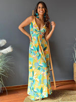 Maxi Jurk met V-hals en Tropenprint - Maxi Dresses - Jurkjes.co
