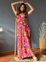 Maxi Jurk met V-hals en Tropenprint - Maxi Dresses - Jurkjes.co