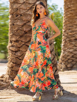 Maxi Jurk met V-hals en Tropenprint - Maxi Dresses - Jurkjes.co