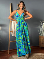 Maxi Jurk met V-hals en Tropenprint - Maxi Dresses - Jurkjes.co