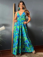 Maxi Jurk met V-hals en Tropenprint - Maxi Dresses - Jurkjes.co