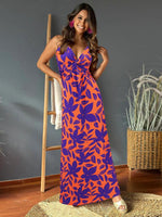 Maxi Jurk met V-hals en Tropenprint - Maxi Dresses - Jurkjes.co