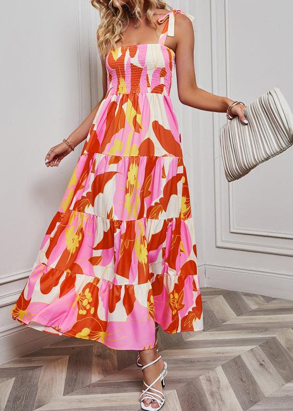 Maxi Jurk met V-hals en Tropische Print - Group3 - Jurkjes.co