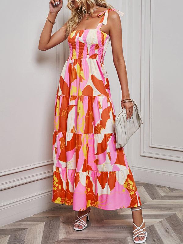 Maxi Jurk met V-hals en Tropische Print - Group3 - Jurkjes.co